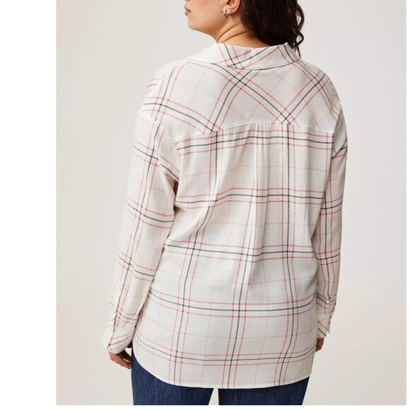 Torrid Drop Shoulder Button-Front Shirt - Picture 2 of 14